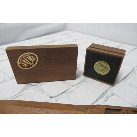 MCM Lasercraft Walnut Wood Business Card Holder Paperweight Letter Opener Trees - Picture 2 of 6